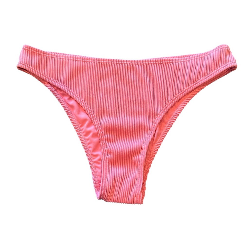 Cabana del Sol Two Piece Pink Ribbed Bikini, Medium - Picture 7 of 8